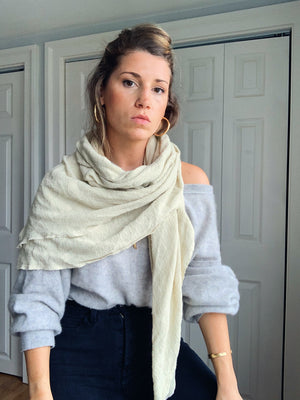 Sheet Scarf // Muted Lime Raw Silk