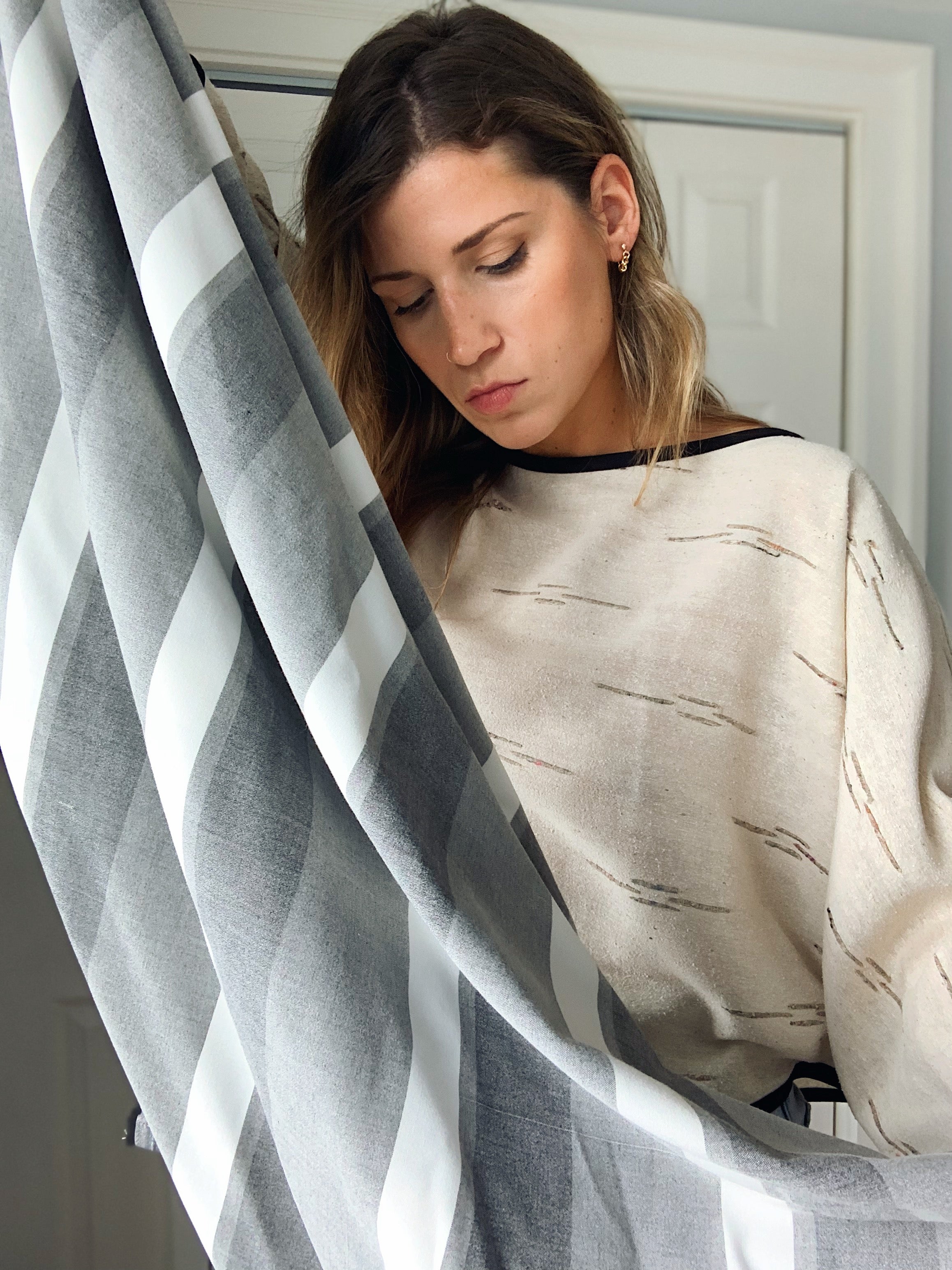 Sheet Scarf // Slate Grey Stripes