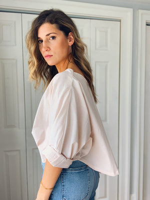 Anna Top Cropped // Pink Pinstripe